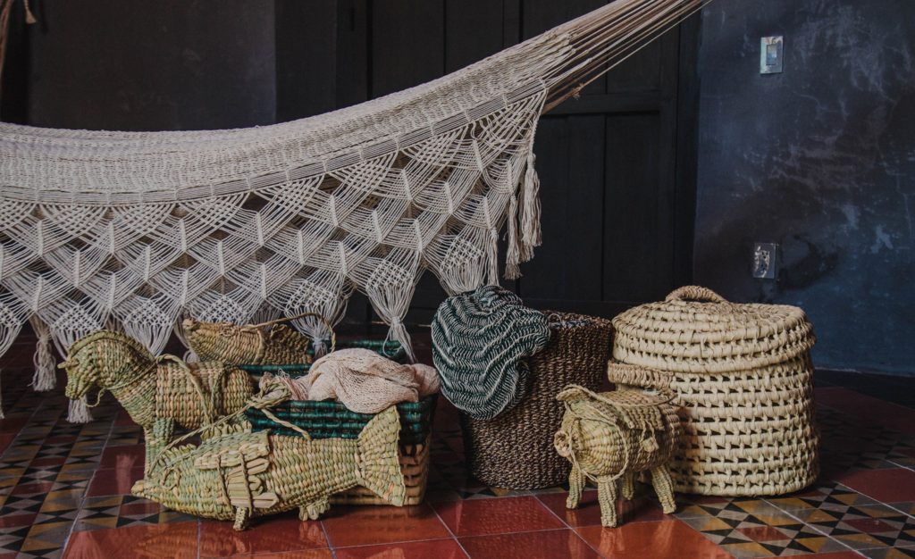 Hammock, natural fiber bags, baskets and accesories.